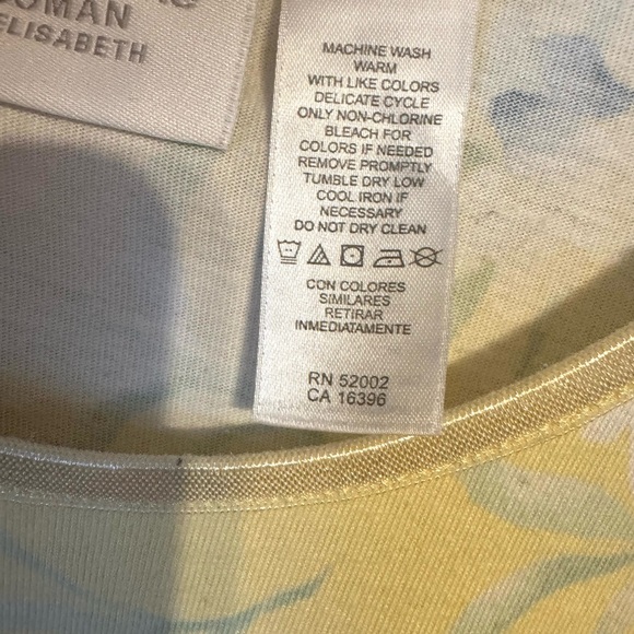❤️Liz Claiborne Woman  Pastel Yellow/Blue Floral Top PLUS: 1X     #w - Picture 7 of 8